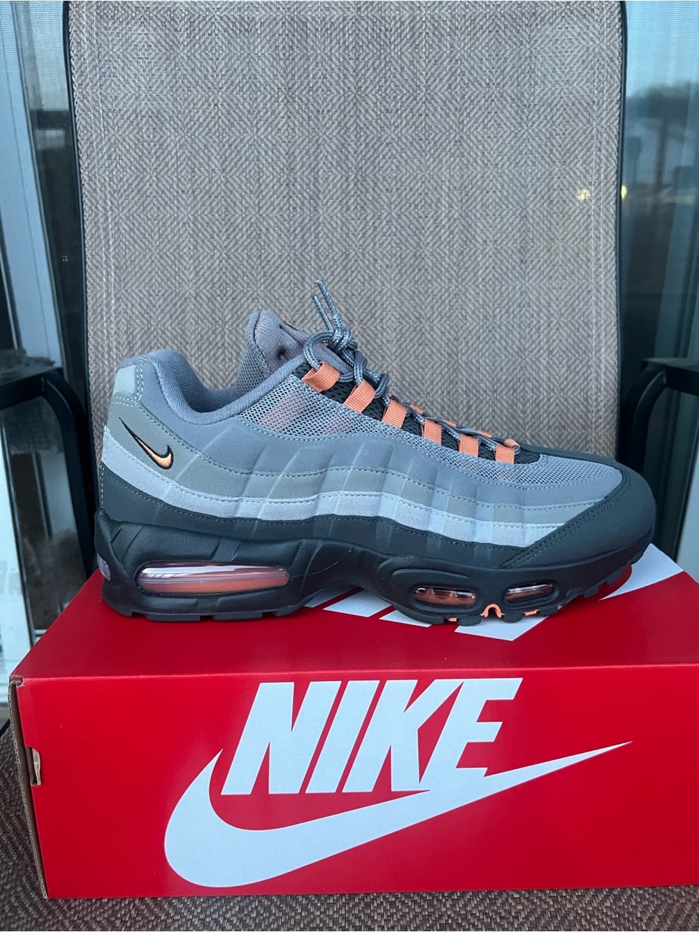 Nike Grey and Orange Air Max 95 Big Bubble